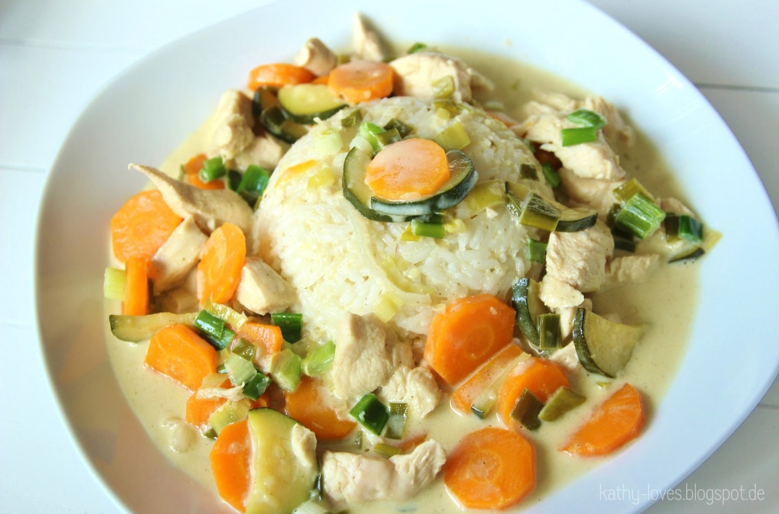 Kokos Gemüse Curry, mit Hühnchen oder vegetarisch