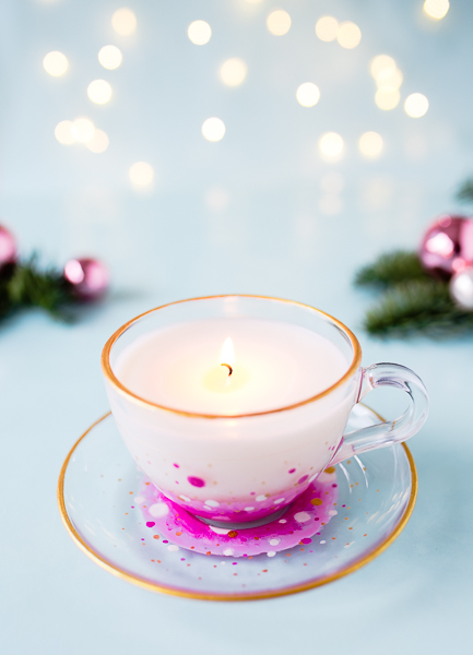 DIY Teetasse mit Kerze Glasfarbe Last Minute Geschenk - Weihnachten